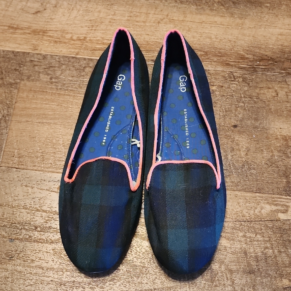 ✨5/$8✨ GAP Plaid Loafers - Navy, Green, and Pink S4